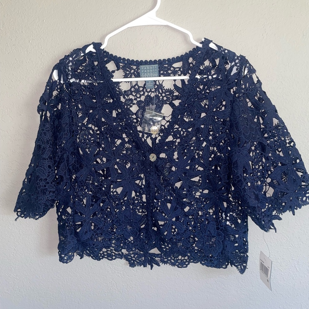Vintage Rabbit Rabbit Rabbit Designs Blue size medium blouse top shirt NWT